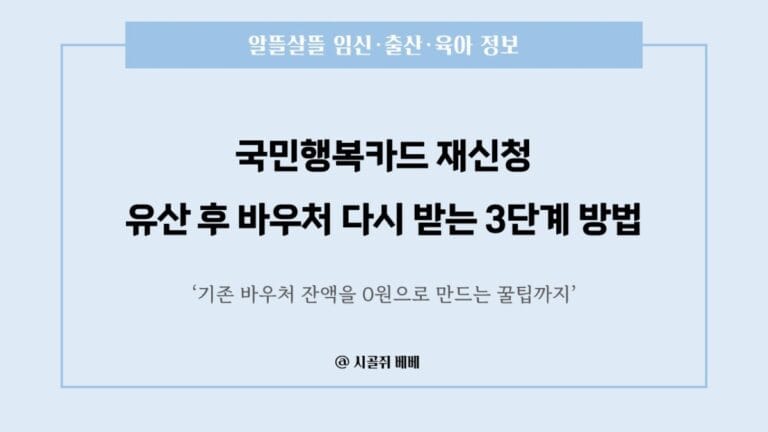 국민행복타드 재신청-유산 후 바우처 다시 받는 3단계 방법